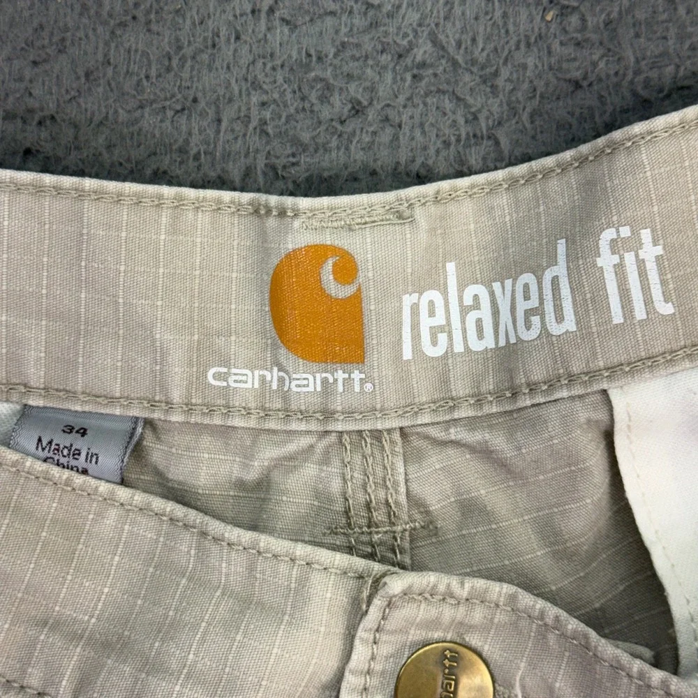 Carhartt Cargo Shorts Mens 34 Tan Relaxed Fit Ripstop Workwear 100240 232